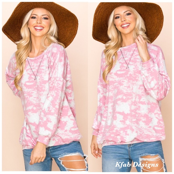 Tops - ❤️LAST 1! Comfy Pink Oversized Tie Dye Sweatshirt!